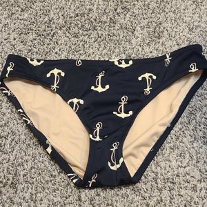 J. CREW Navy anchor Bikini BOTTOMS ONLY swimsuit XS